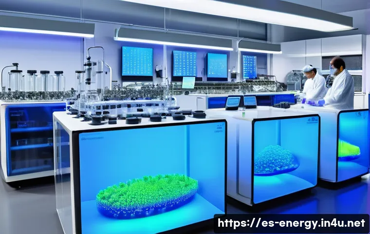 전기화학적 촉매 개발 - A high-tech laboratory scene showcasing advanced electrochemical catalysts research in Spain, featur...