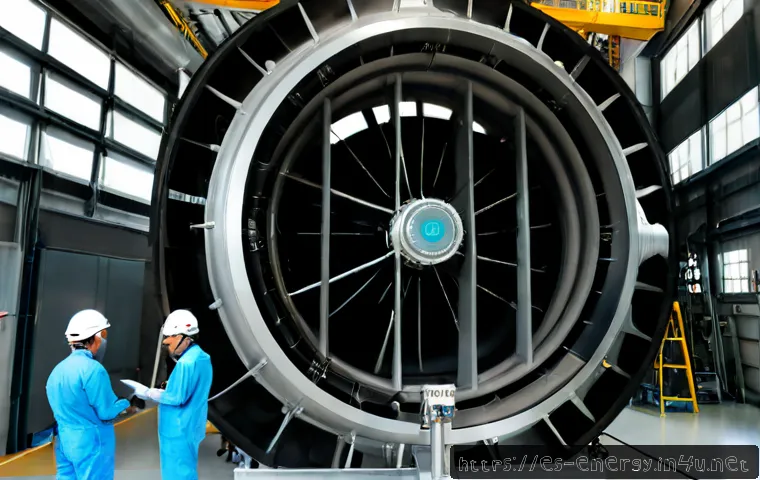 수소 터빈 기술 - Photorealistic wide-angle view inside a modern hydrogen turbine power facility in southern Spain, a ...